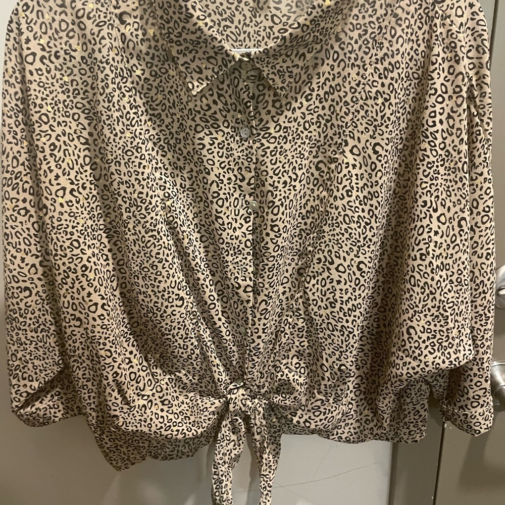 Umgee leopard print blouse, size small